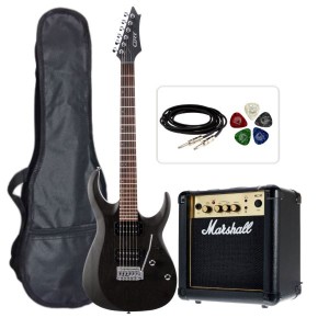 Cort X100 Electric Guitar pack with Marshall MG10 Amp, Cable, Bag and Guitar Picks- Black 